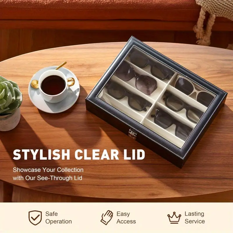 1pc Premium PU Leather Sunglass Box - Image 3