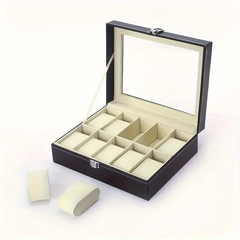 Luxury Black PU Leather Watch Box 10 slot - Image 4