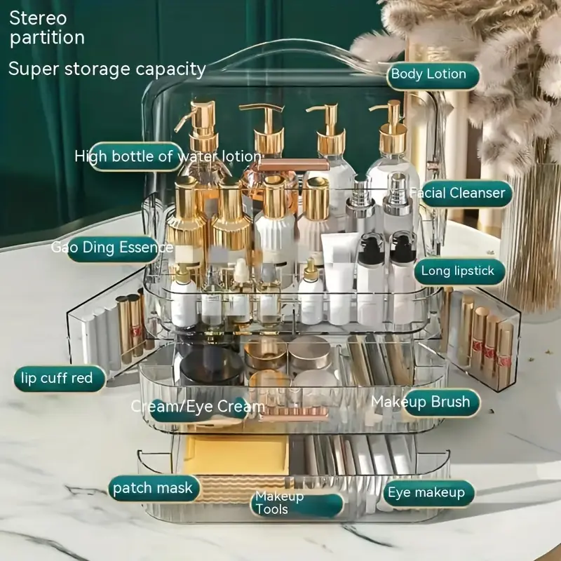 1pc Luxurious Makeup Storage Box - Image 4