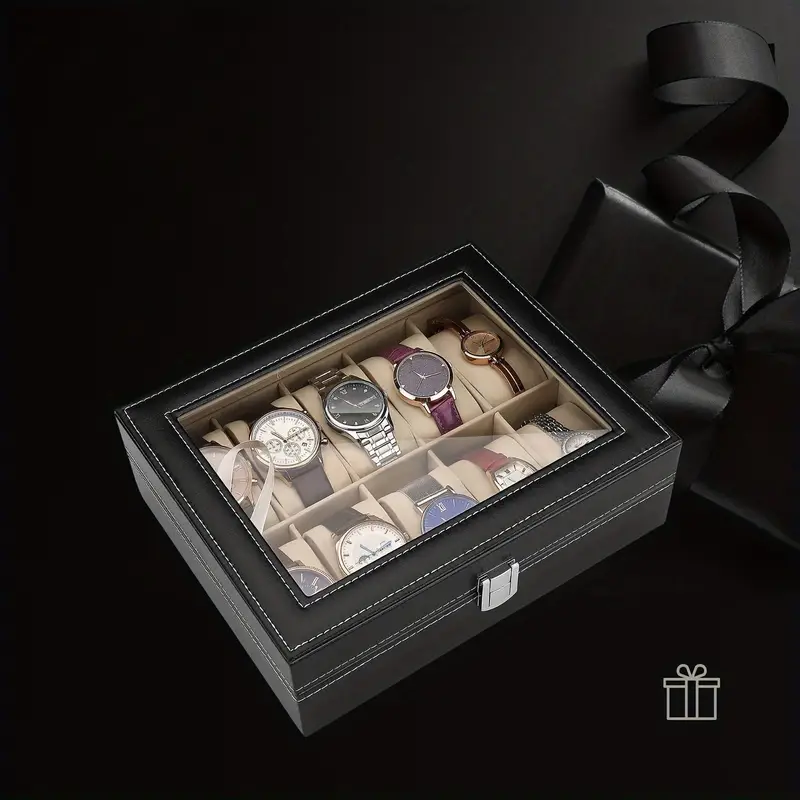 Luxury Black PU Leather Watch Box 10 slot - Image 5