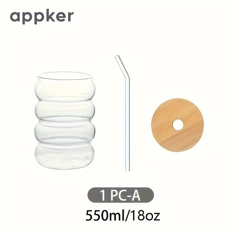 Glass Tumblr With Wooden Lid And Straw - Image 2