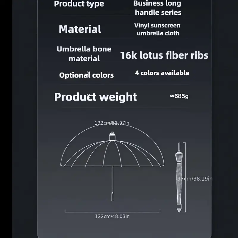 Rigid Umbrella Fiber Umbrella XXL Large - Image 5