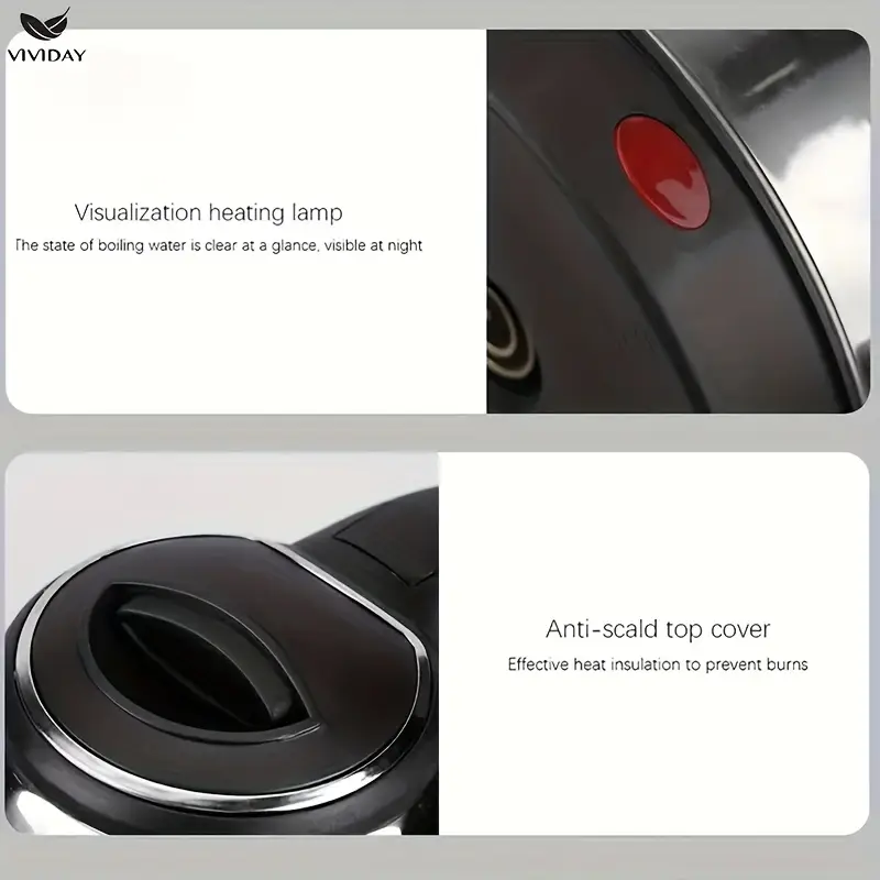 Stainless Steel Electric Kettle - Large Capacity, Durable & Portable for Home, Office, - Image 2
