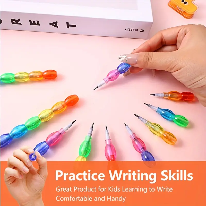 4pcs Colorful Stackable HB Pencils - Image 4