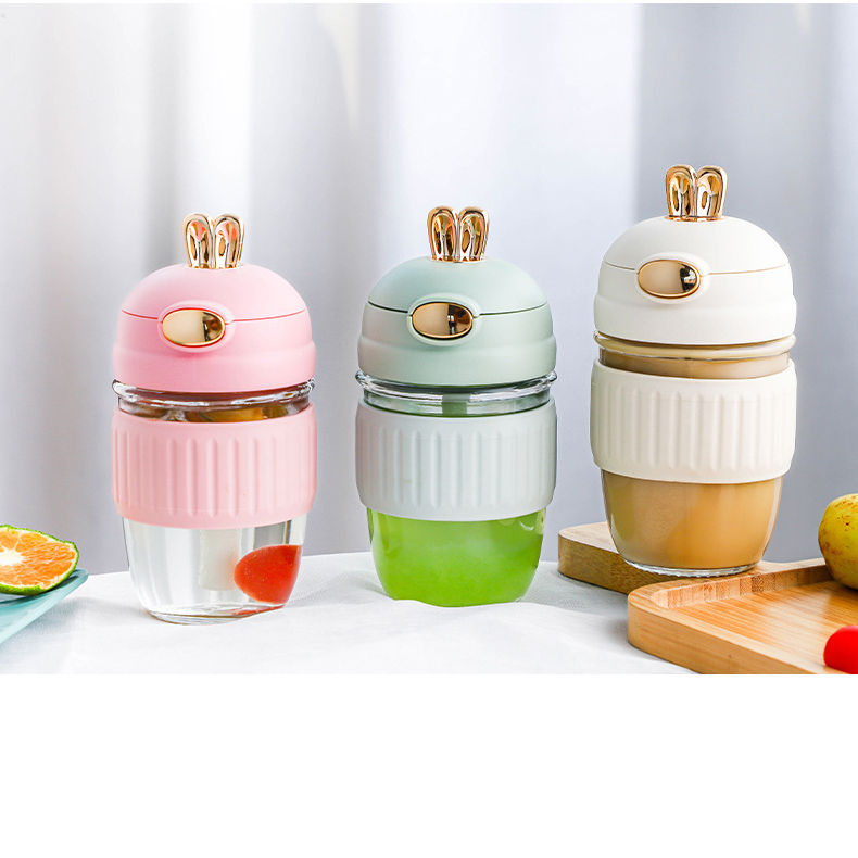 Rabbit Cup With Straw Cute 400ml