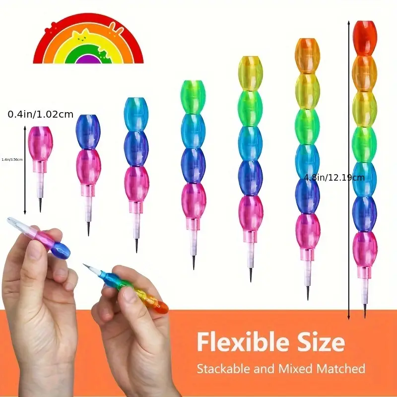 4pcs Colorful Stackable HB Pencils - Image 3