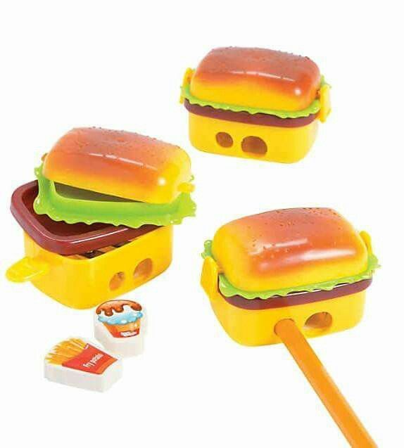 2 in `1 Pencil Sharpener an eraser Creative Cartoon Hamburger Stationery