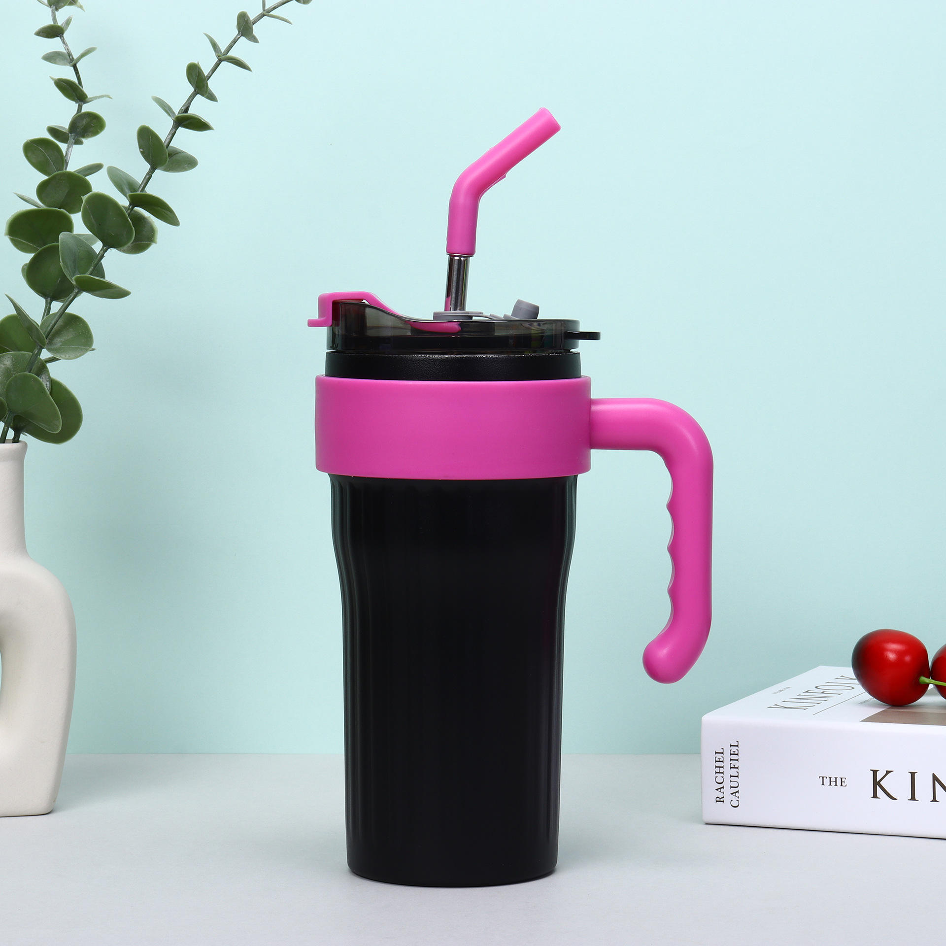 Stainless Steel Insulated Tumblers with Silicone Grips and Straws - Image 2