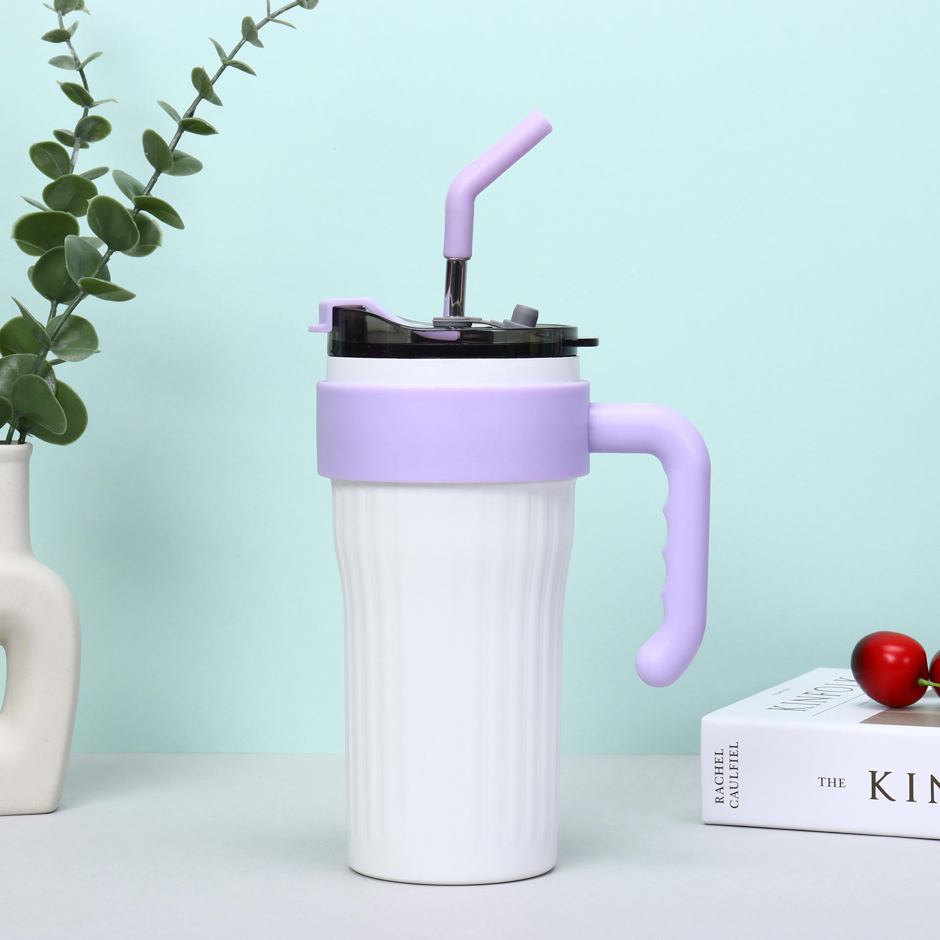 Stainless Steel Insulated Tumblers with Silicone Grips and Straws - Image 3