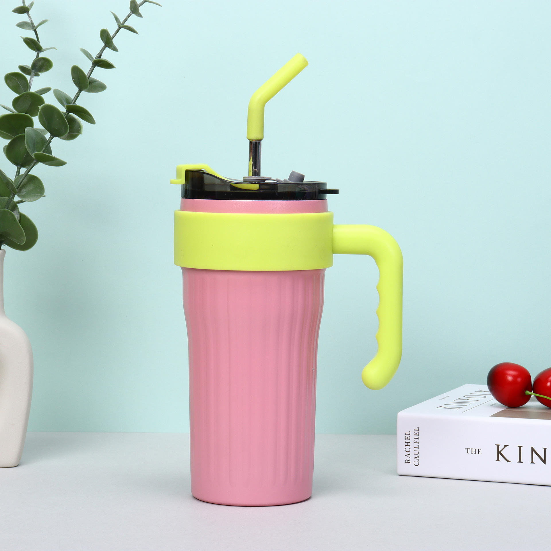 Stainless Steel Insulated Tumblers with Silicone Grips and Straws - Image 4