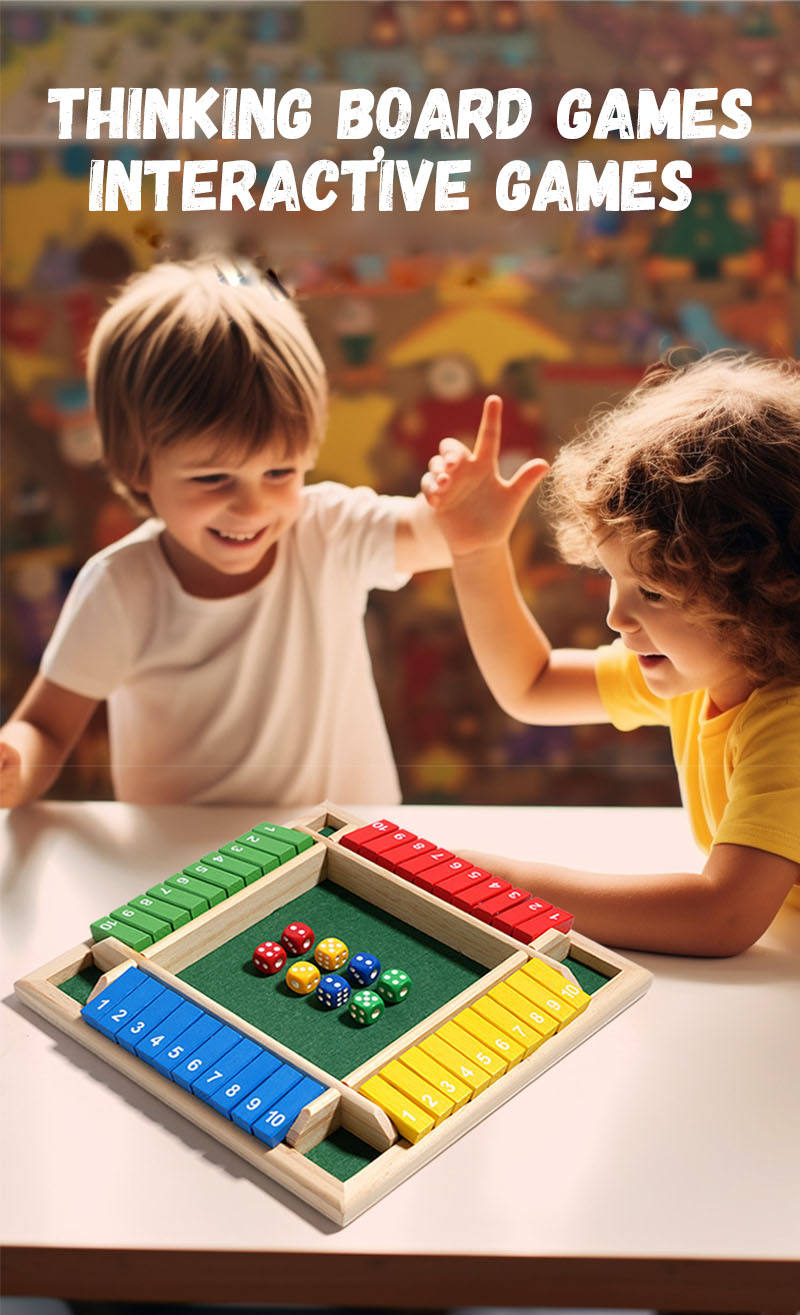 Four-Sided Wooden Shut the Box Dice Game