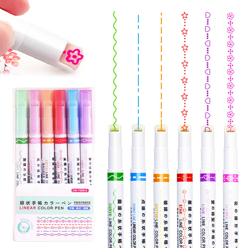 Multi-Pattern Curve Highlighter Roller Pen Set