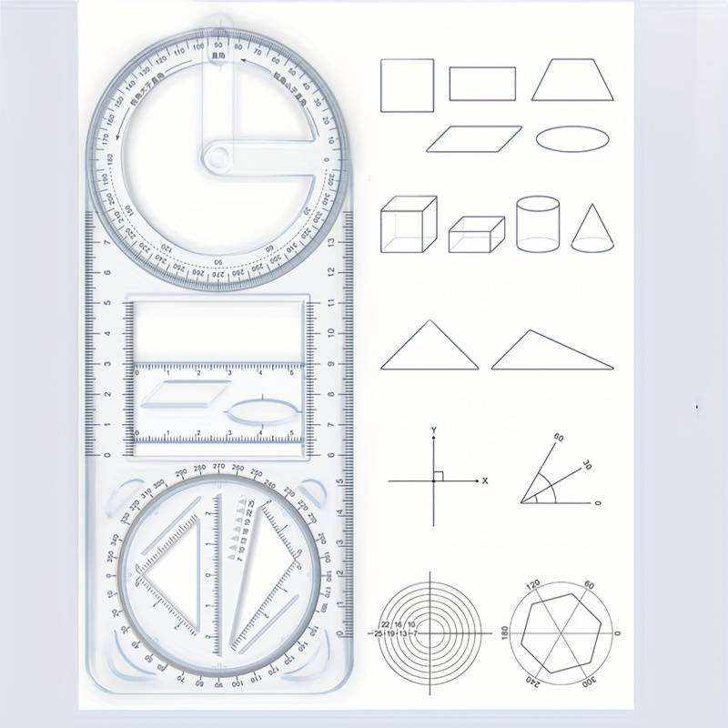 Mathematics Multifunction Plastic 20cm Drawing Geometry Ruler - Image 4