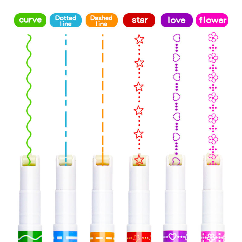 Multi-Pattern Curve Highlighter Roller Pen Set - Image 5
