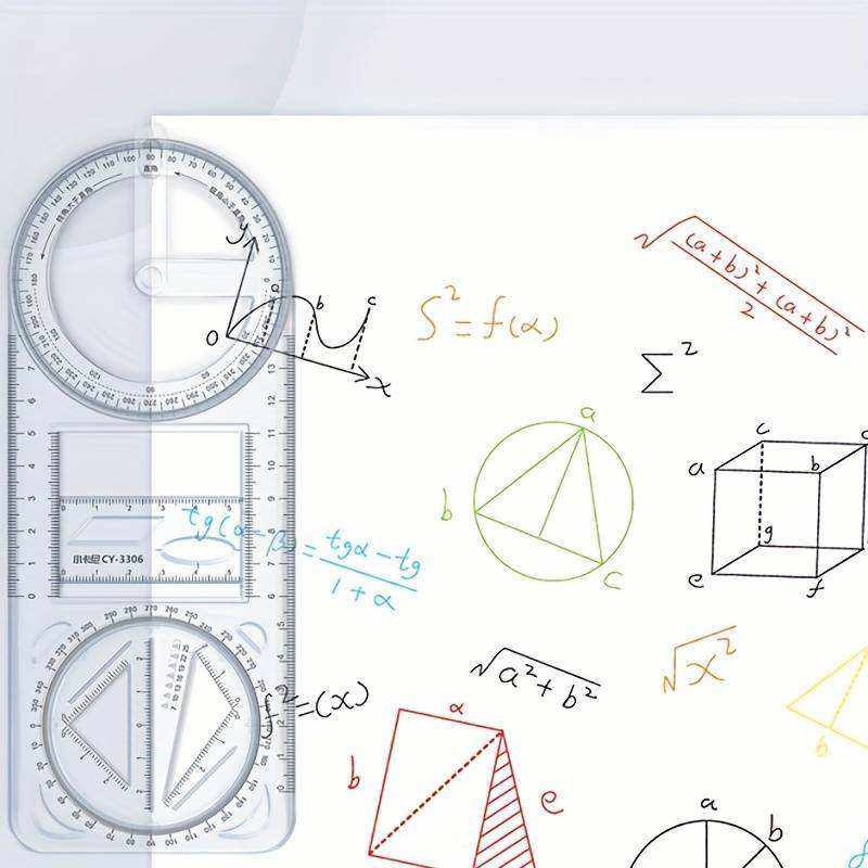 Mathematics Multifunction Plastic 20cm Drawing Geometry Ruler - Image 2
